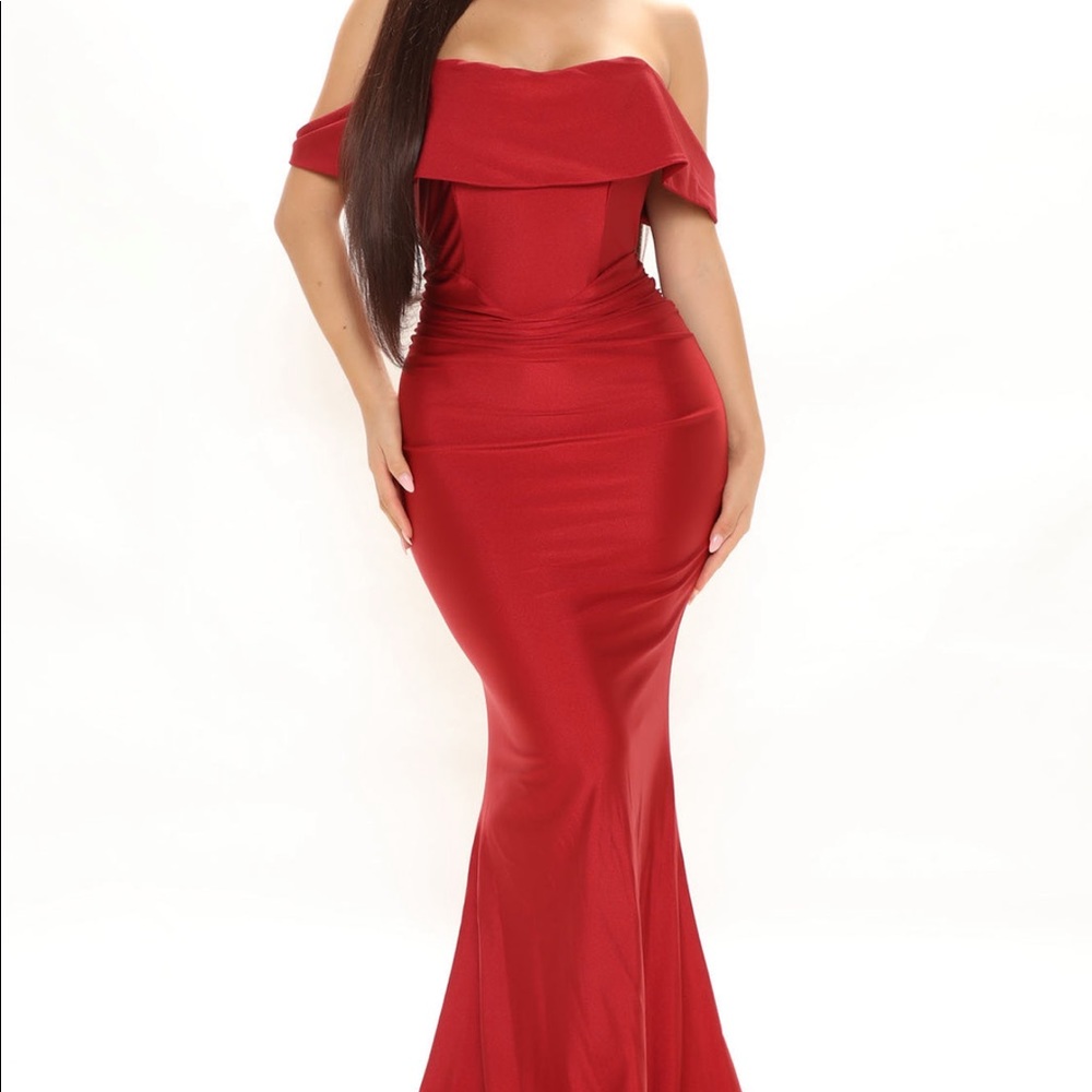 Red Off The Shoulder Maxi Prom Dress/ Formal Dress